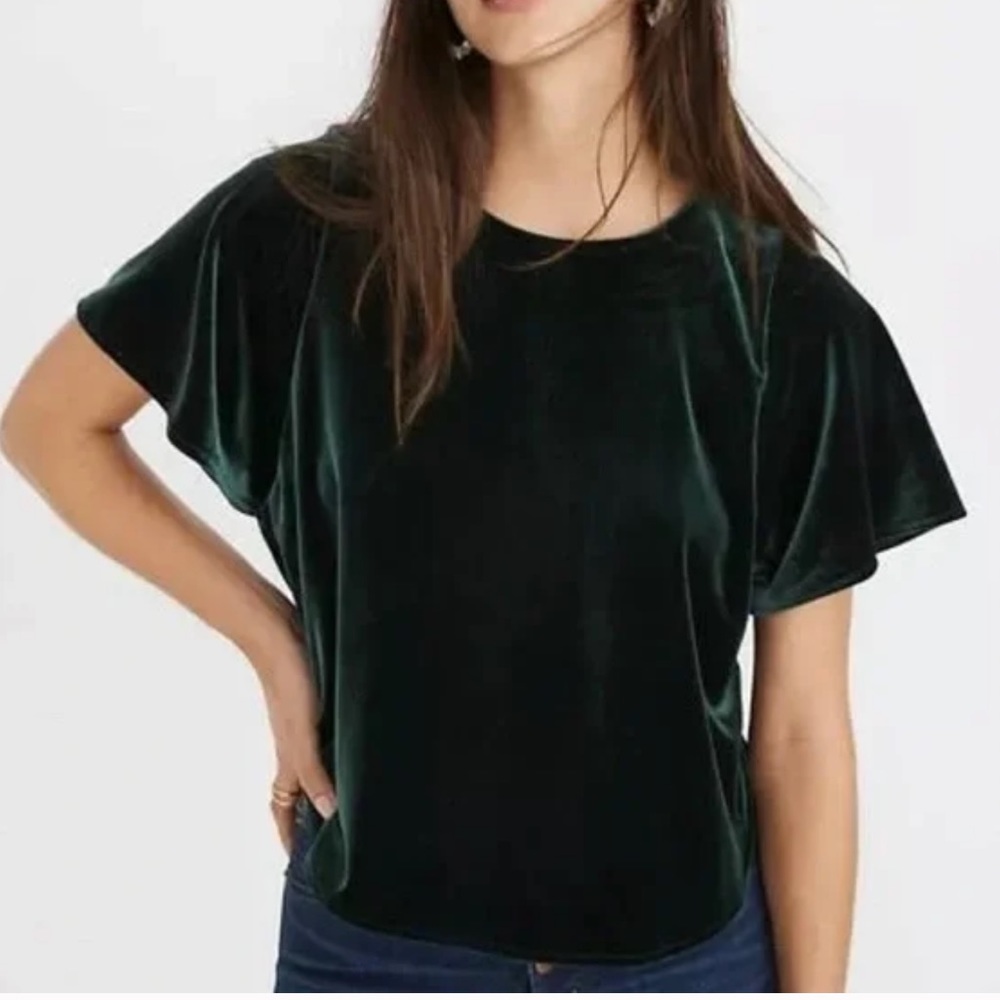 Dark green velvet top
